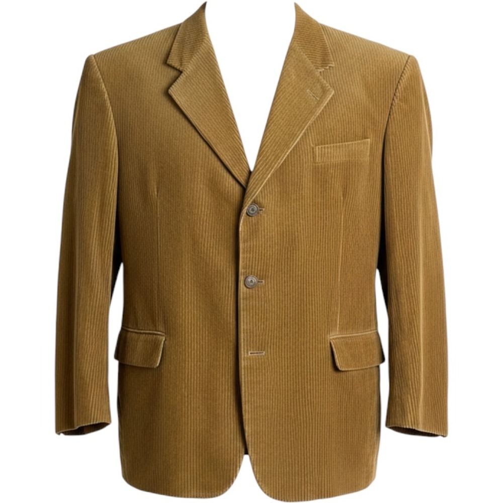 Hill & Archer Mens Tan Corduroy Blazer Three Button Sport Coat Tan Camel